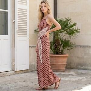 Vintage Nolita Patchwork Beaded Floral Maxi Dress Womens Small Y2K Fairy Grunge